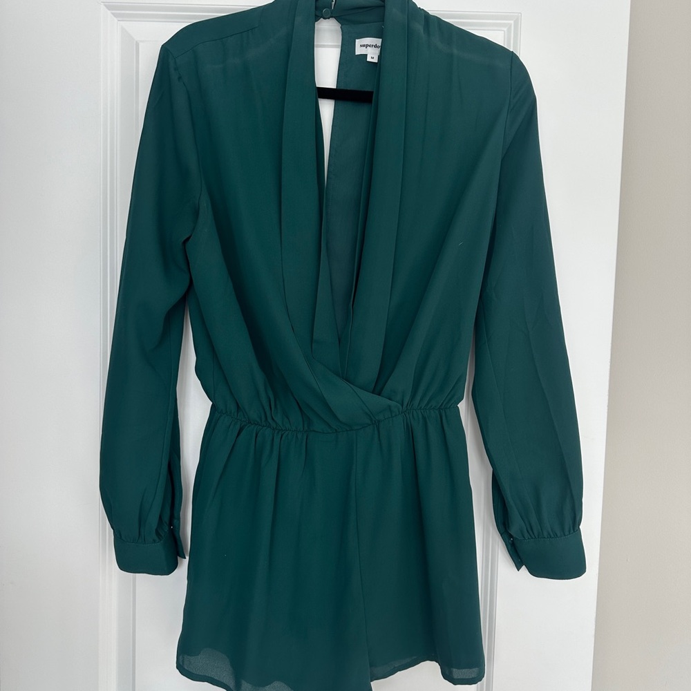 Elegant Green Long Sleeve Romper